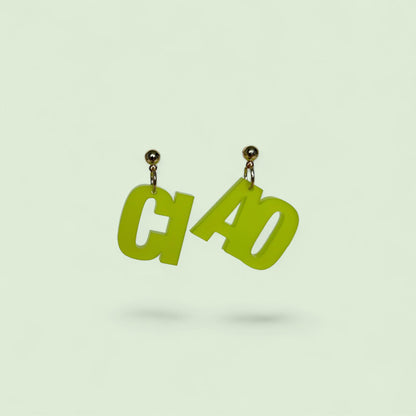 Ohrring »ciao« | allergikerfreundlich | Edelstahl vergoldet | hellgrünes Acryl | leichte Statement-Ohrringe | | Schmuck | Geschenk
