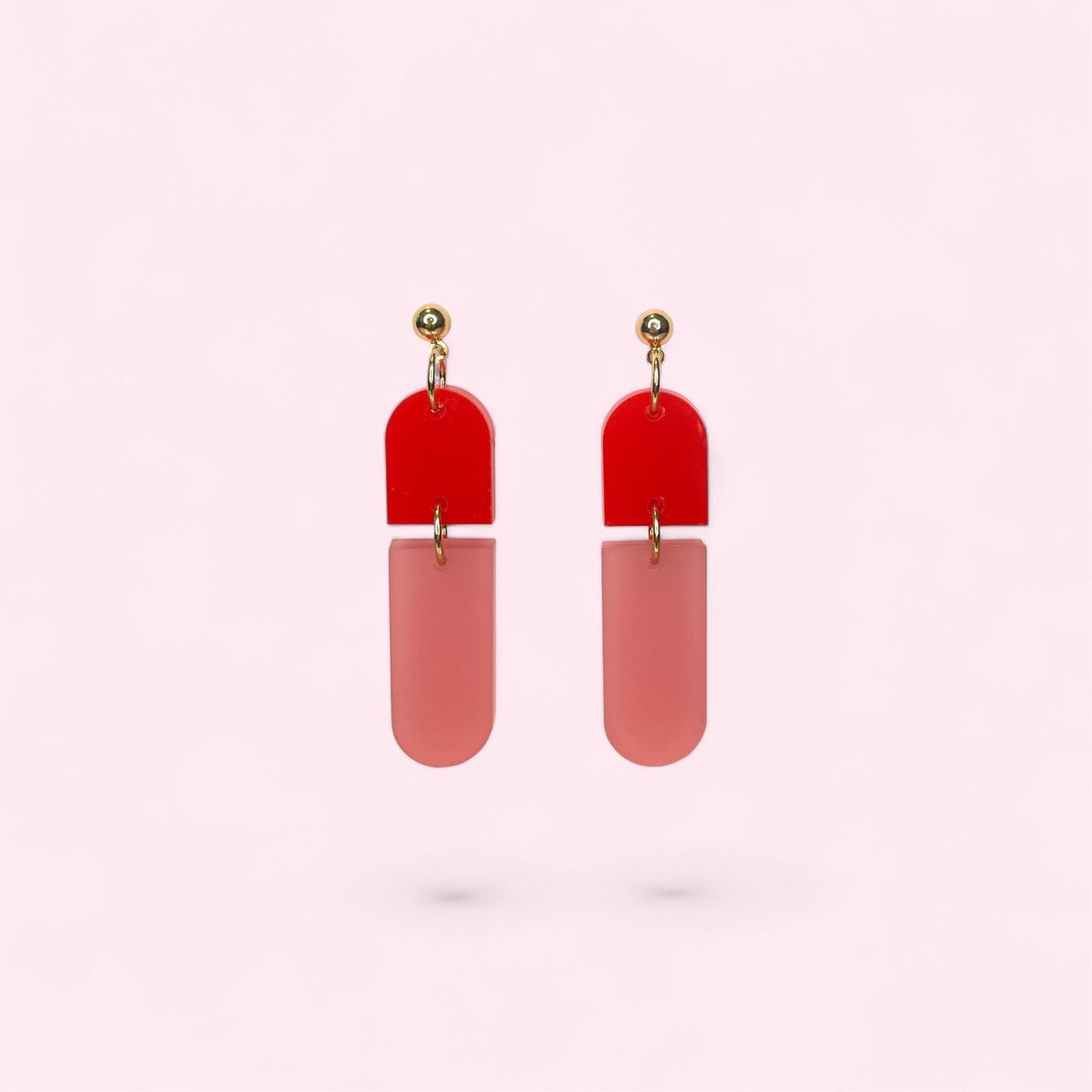 Ohrring »Romy« | allergikerfreundlich | Colorblocking | rotes & rosa Acryl | leichte Statement-Ohrringe | Schmuck | Geschenk beste Freundin