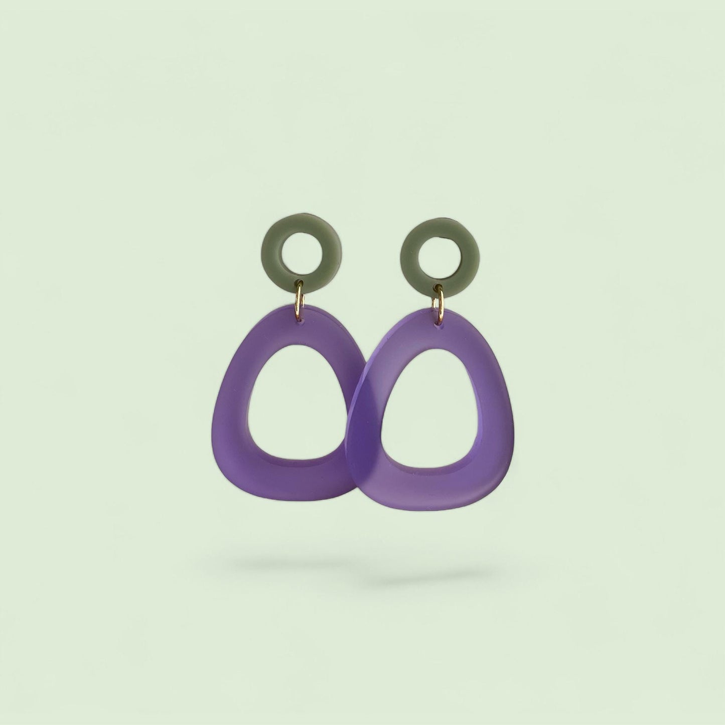 Ohrring »Josephine« | allergikerfreundlich | lila und grünes Acryl | leichte Statement-Ohrringe | Schmuck | Geschenk beste Freundin