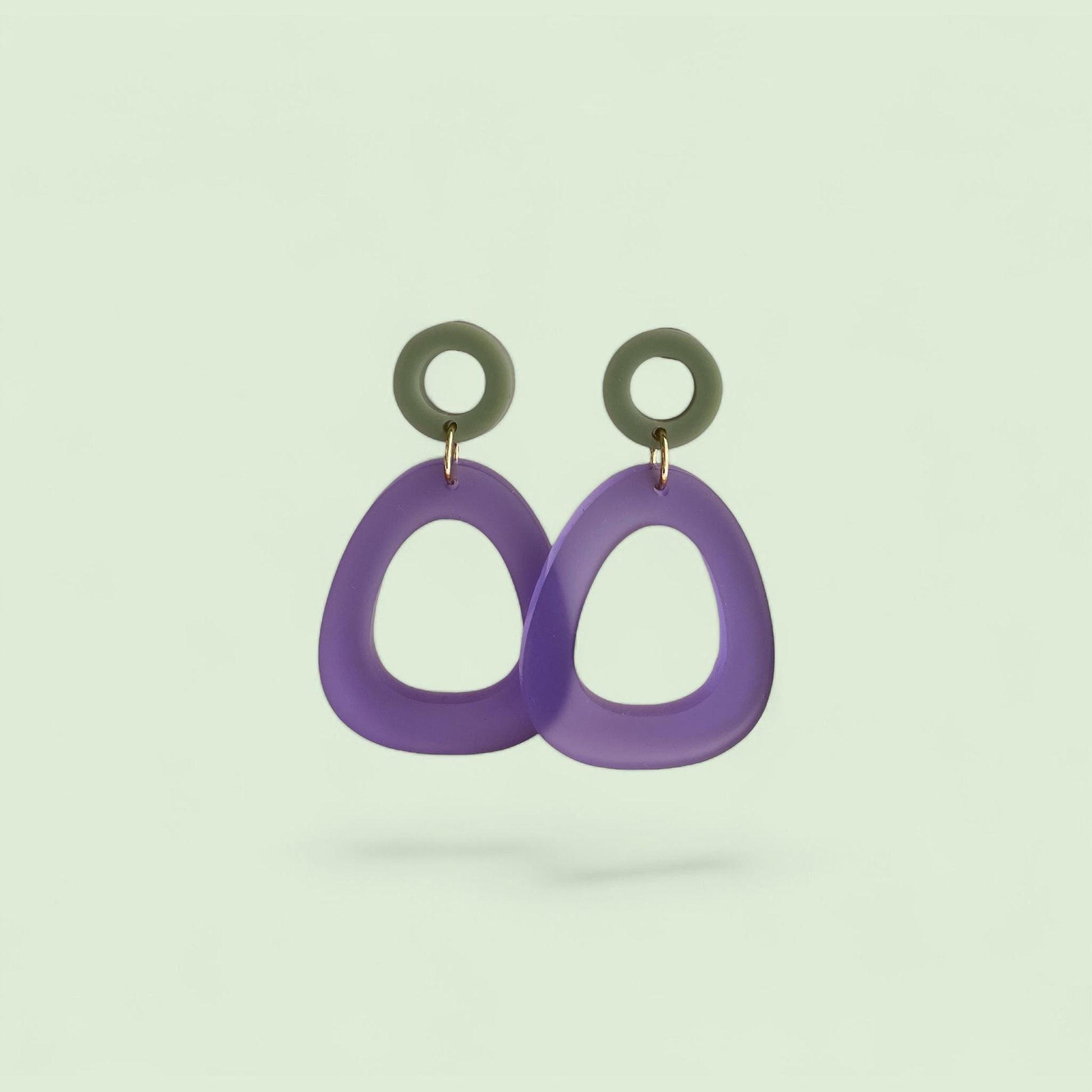 Ohrring »Josephine« | allergikerfreundlich | lila und grünes Acryl | leichte Statement-Ohrringe | Schmuck | Geschenk beste Freundin