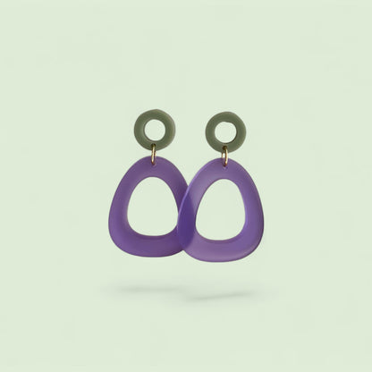 Ohrring »Josephine« | allergikerfreundlich | lila und grünes Acryl | leichte Statement-Ohrringe | Schmuck | Geschenk beste Freundin