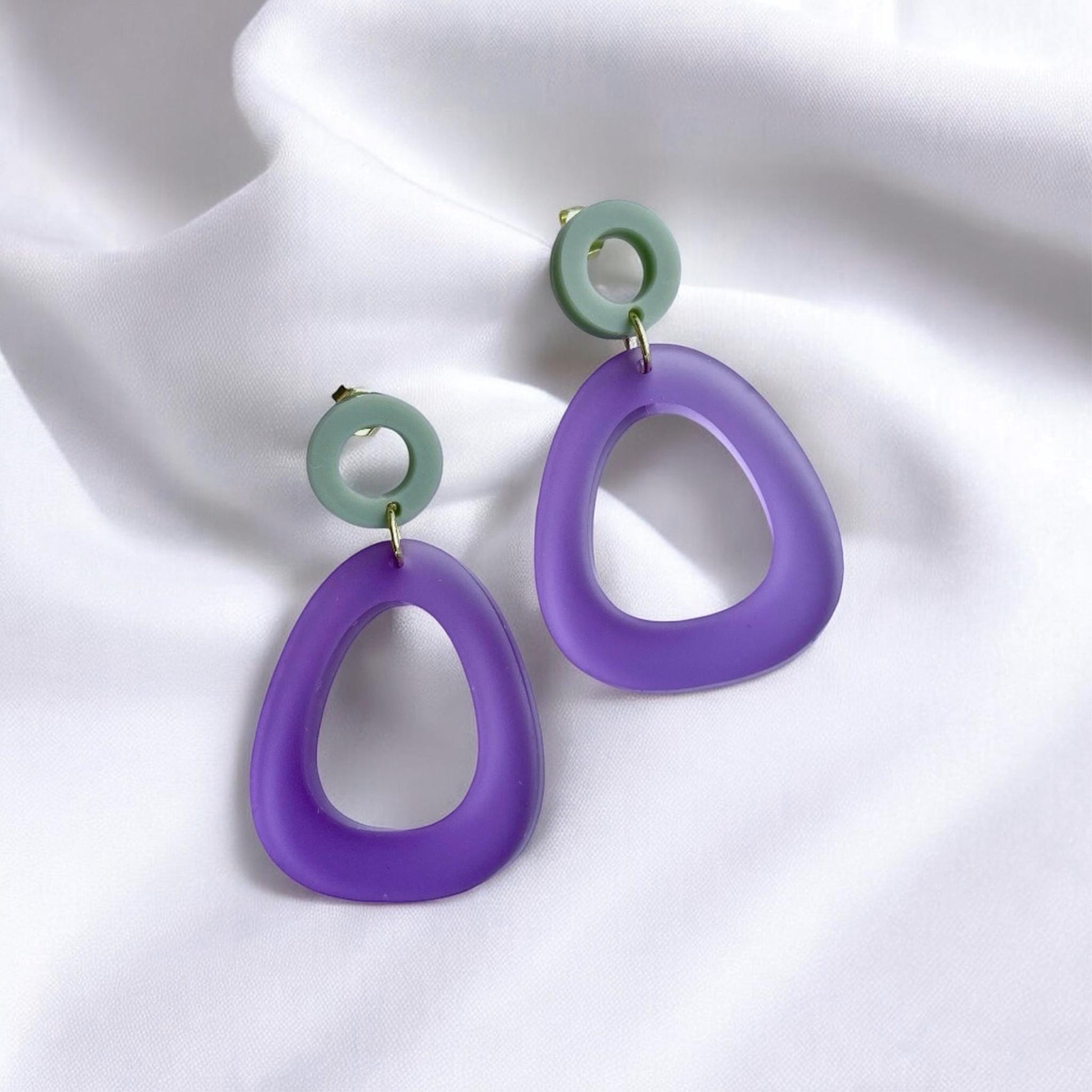 Ohrring »Josephine« | allergikerfreundlich | lila und grünes Acryl | leichte Statement-Ohrringe | Schmuck | Geschenk beste Freundin