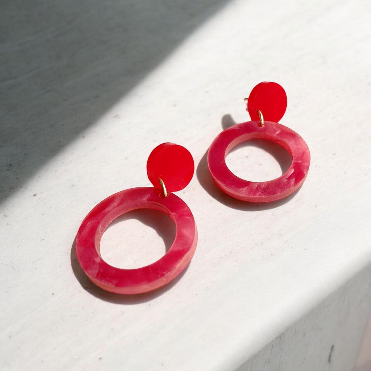 Ohrring »Coco« | allergikerfreundlich | Colorblocking | rotes Acryl | leichte Statement-Ohrringe | Schmuck | Geschenk beste Freundin
