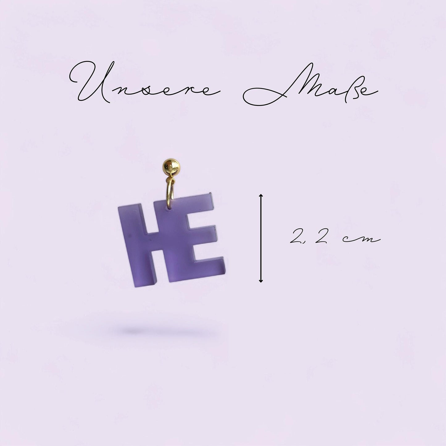 Ohrring »hej!« | allergikerfreundlich | Edelstahl vergoldet | lila Acryl | leichte Statement-Ohrringe | Schmuck | Geschenk beste Freundin