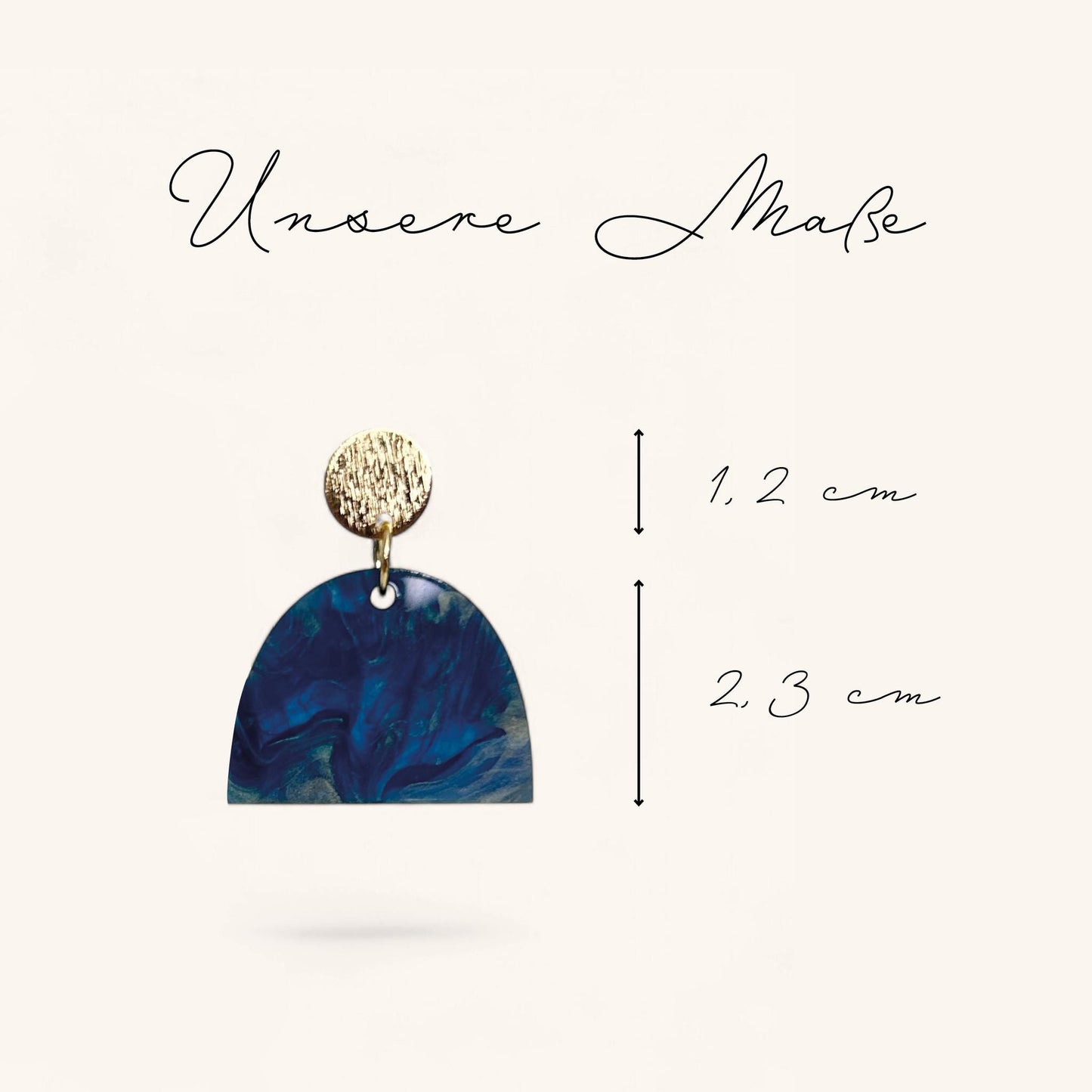 Ohrring »Marina« | allergikerfreundlich | blau marmoriertes Acryl | Glanz | Stecker 18 K vergoldet | Edelstahl | leichte Statement-Ohrringe