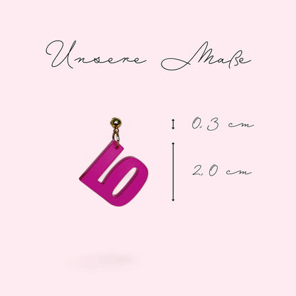 Ohrring »love« | allergikerfreundlich | Edelstahl vergoldet | fuchsia farbiges Acryl | leichte Statement-Ohrringe | Schmuck | Geschenk