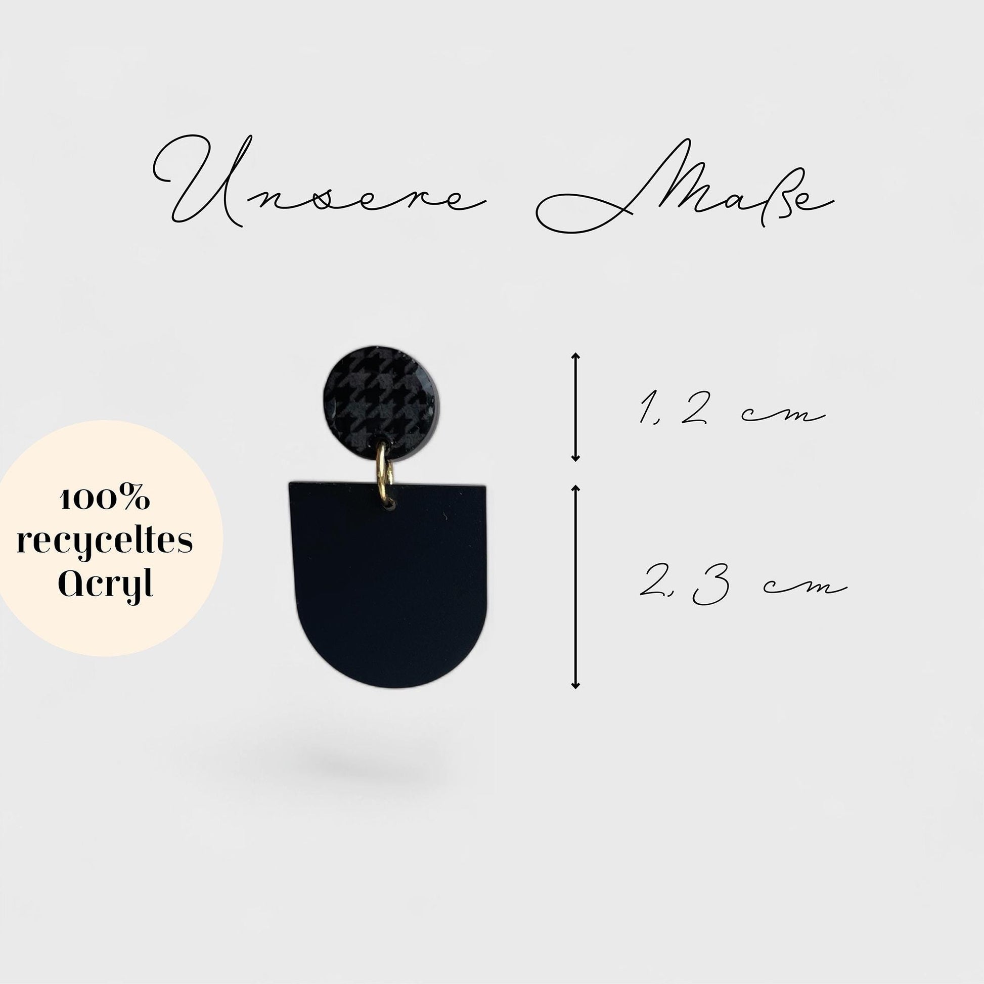 Ohrring »Elsa« | allergikerfreundlich | schwarzes Acryl | leichte Statement-Ohrringe | Gravur | Hahnentritt | Schmuck | Geschenk