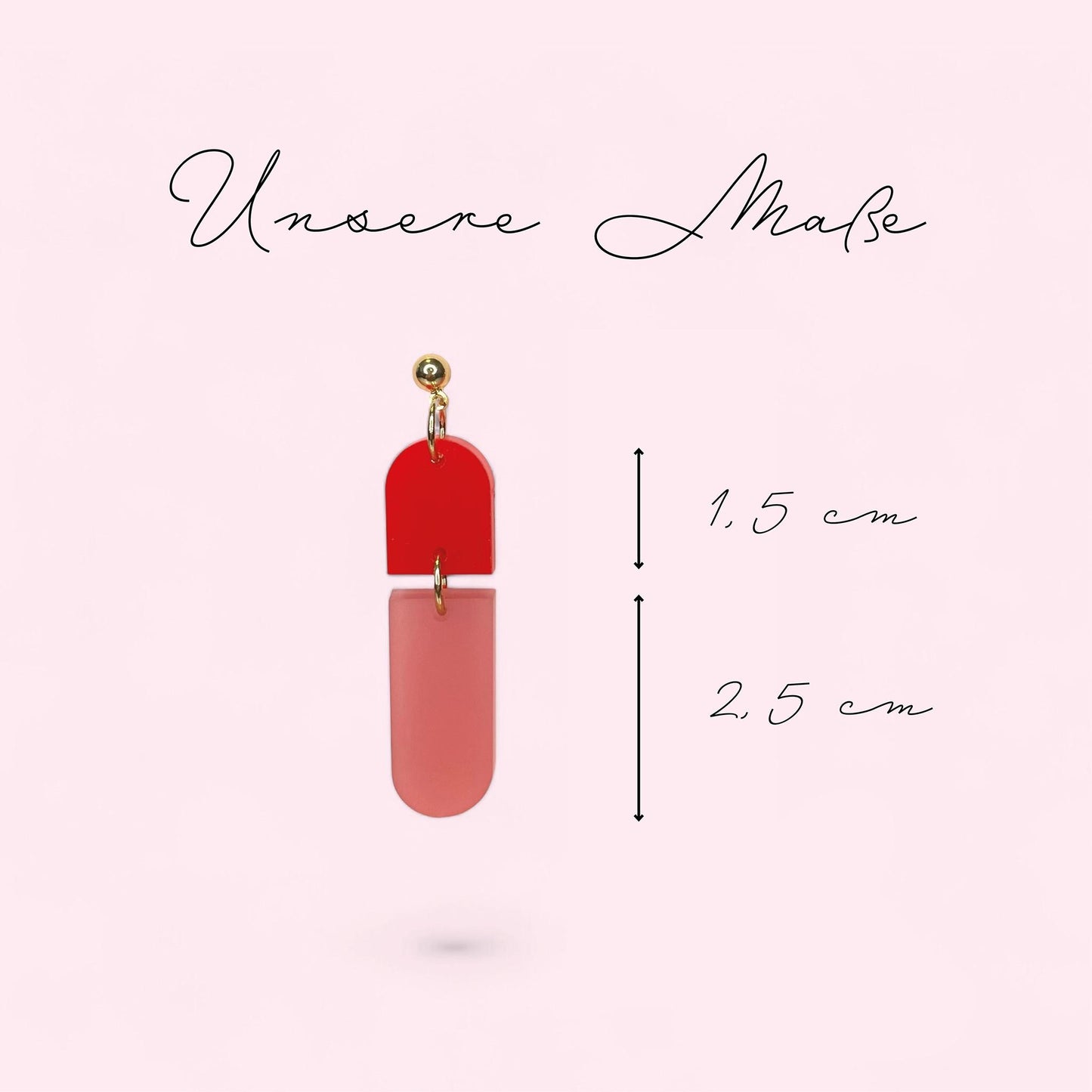 Ohrring »Romy« | allergikerfreundlich | Colorblocking | rotes & rosa Acryl | leichte Statement-Ohrringe | Schmuck | Geschenk beste Freundin