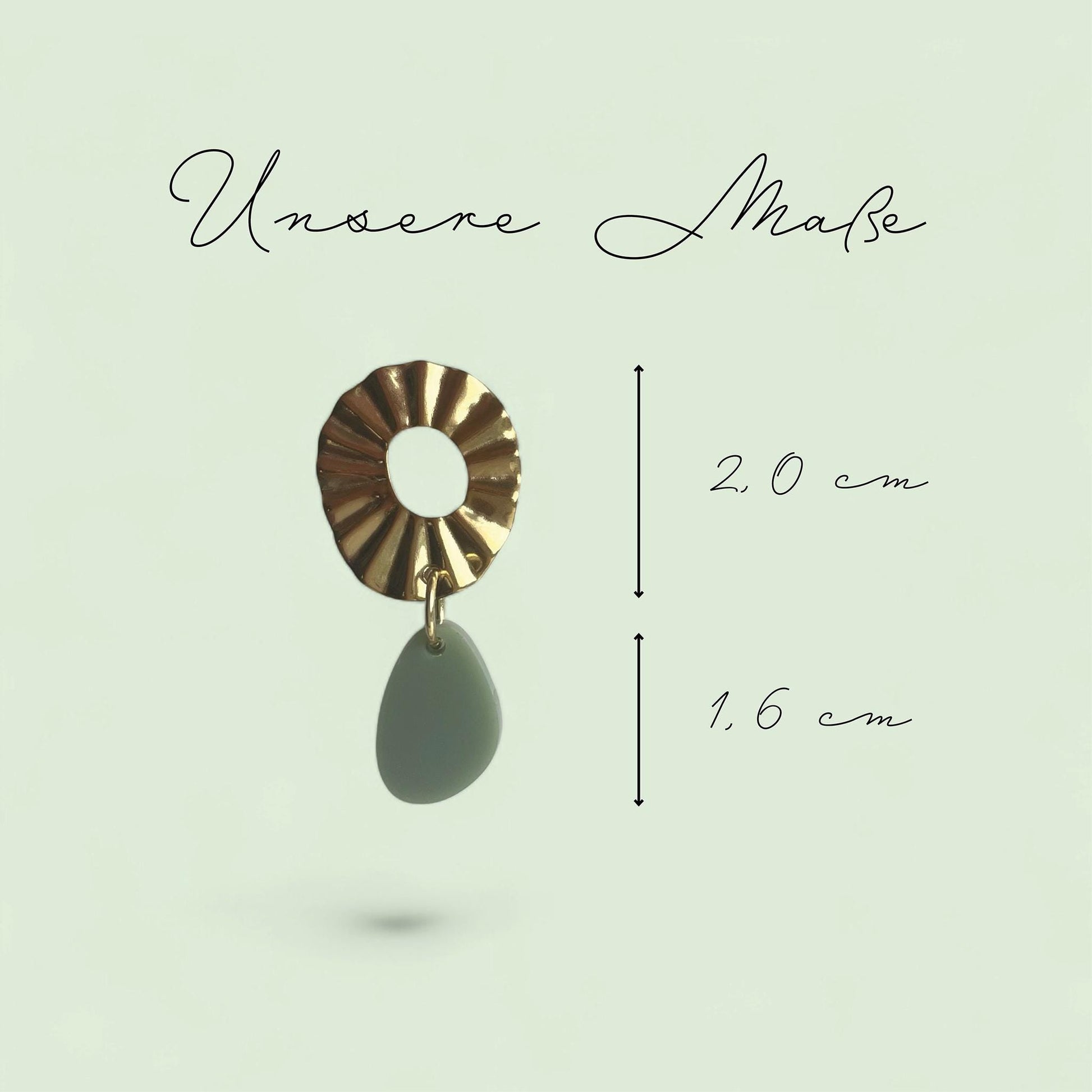 Ohrring »Olivia« | allergikerfreundlich | Messing vergoldet | olivfarbenes Acryl | leichte Statement-Ohrringe | Schmuck | Geschenk