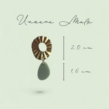 Ohrring »Olivia« | allergikerfreundlich | Messing vergoldet | olivfarbenes Acryl | leichte Statement-Ohrringe | Schmuck | Geschenk