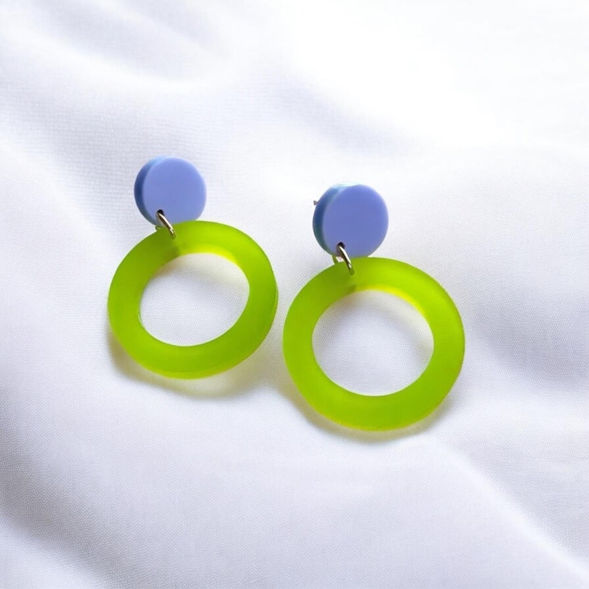 Ohrring »Louise« | allergikerfreundlich | lila und grünes Acryl | leichte Statement-Ohrringe | Schmuck | Geschenk beste Freundin