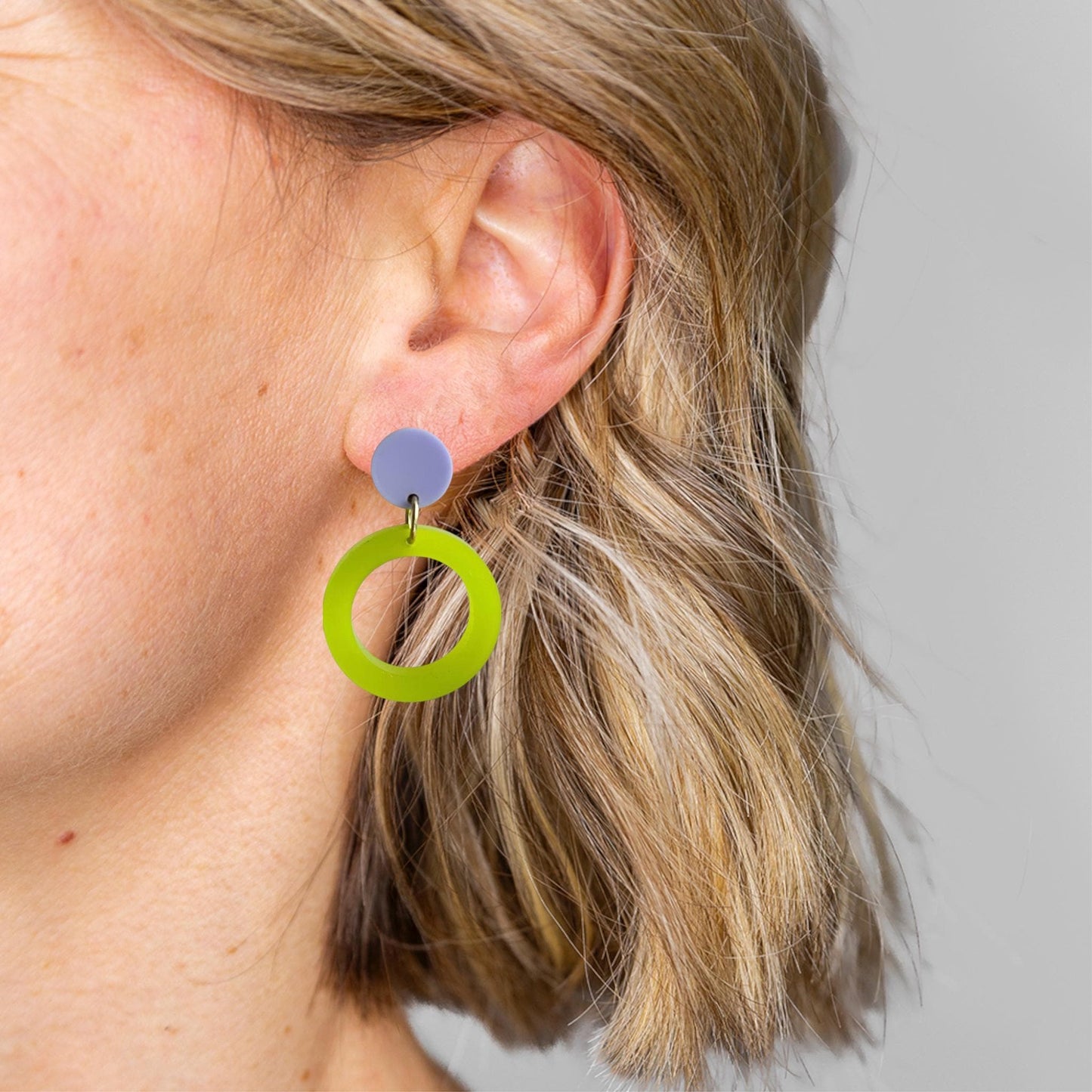 Ohrring »Louise« | allergikerfreundlich | lila und grünes Acryl | leichte Statement-Ohrringe | Schmuck | Geschenk beste Freundin