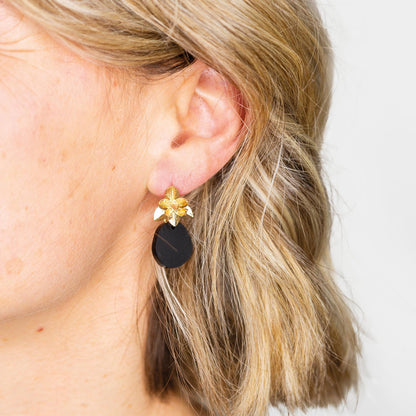 Ohrring »Florentine« | allergikerfreundlich | Edelstahl vergoldet | schwarzes Acryl | leichte Statement-Ohrringe | Schmuck | Geschenk