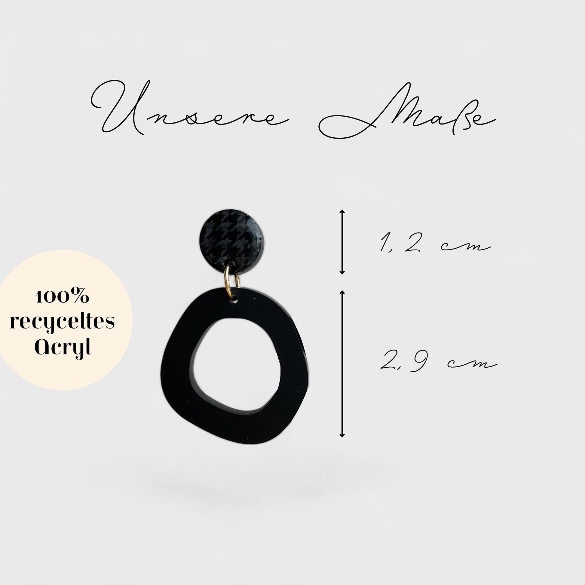 Ohrring »Christel« | allergikerfreundlich | schwarzes Acryl | leichte Statement-Ohrringe | Gravur | Hahnentritt | Schmuck | Geschenk