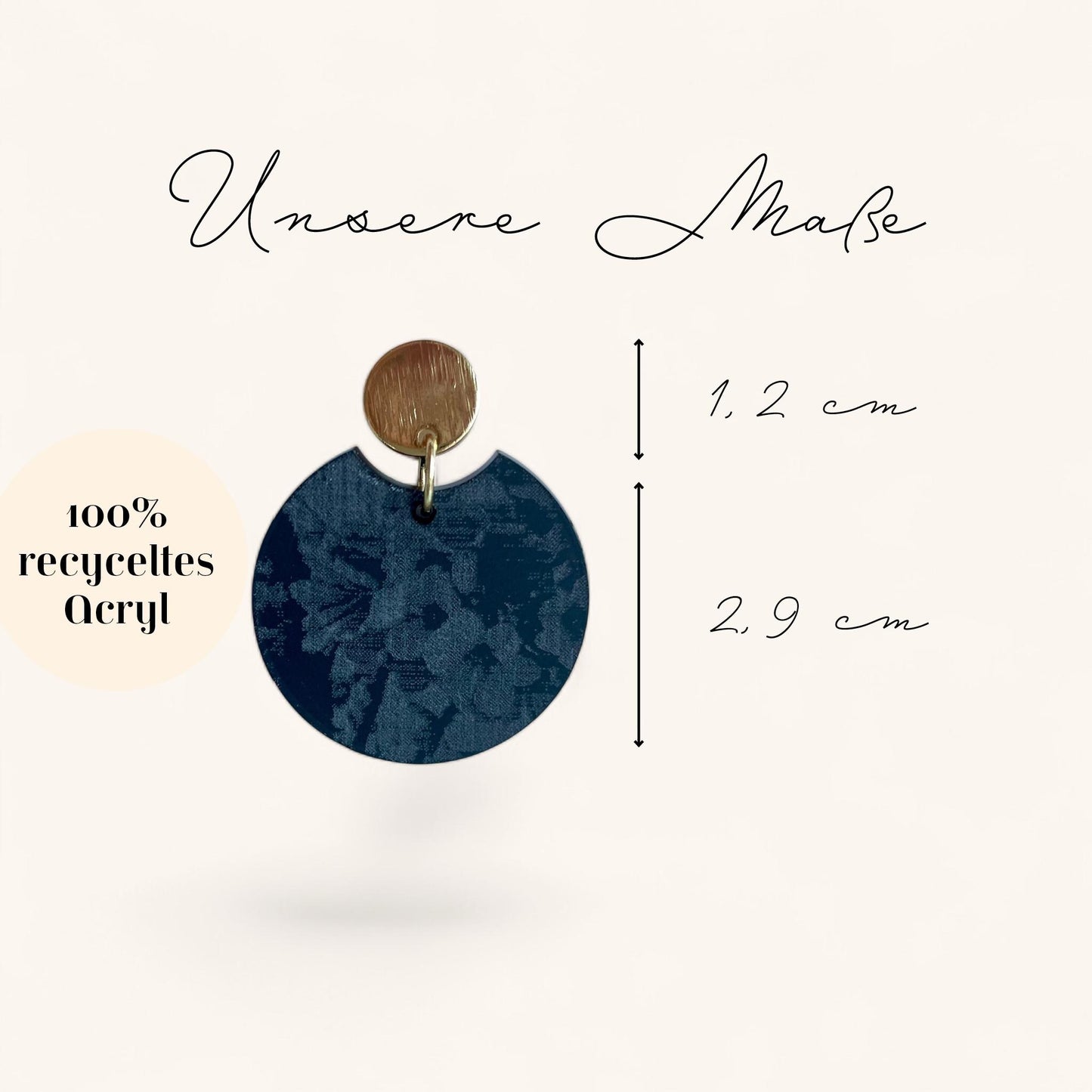 Ohrring »Gertrude« | allergikerfreundlich | schwarz mattes Acryl | eco | Stecker 18 K vergoldetes Edelstahl | leichte Statement-Ohrringe