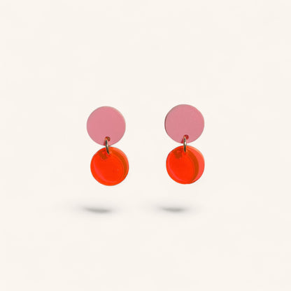 Ohrring »Lotta« | Farbvarianten | allergikerfreundlich | rosa und neonorangenes Acryl | leichte Statement-Ohrringe | Schmuck | Geschenk