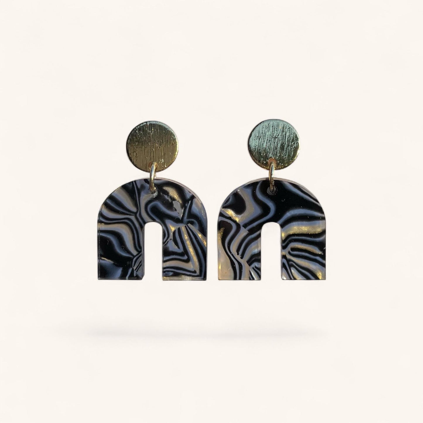 Ohrring »Joanne« | allergikerfreundlich | Messing vergoldet | Acetat marmoriert | leichte Statement-Ohrringe | Schmuck | Geschenk