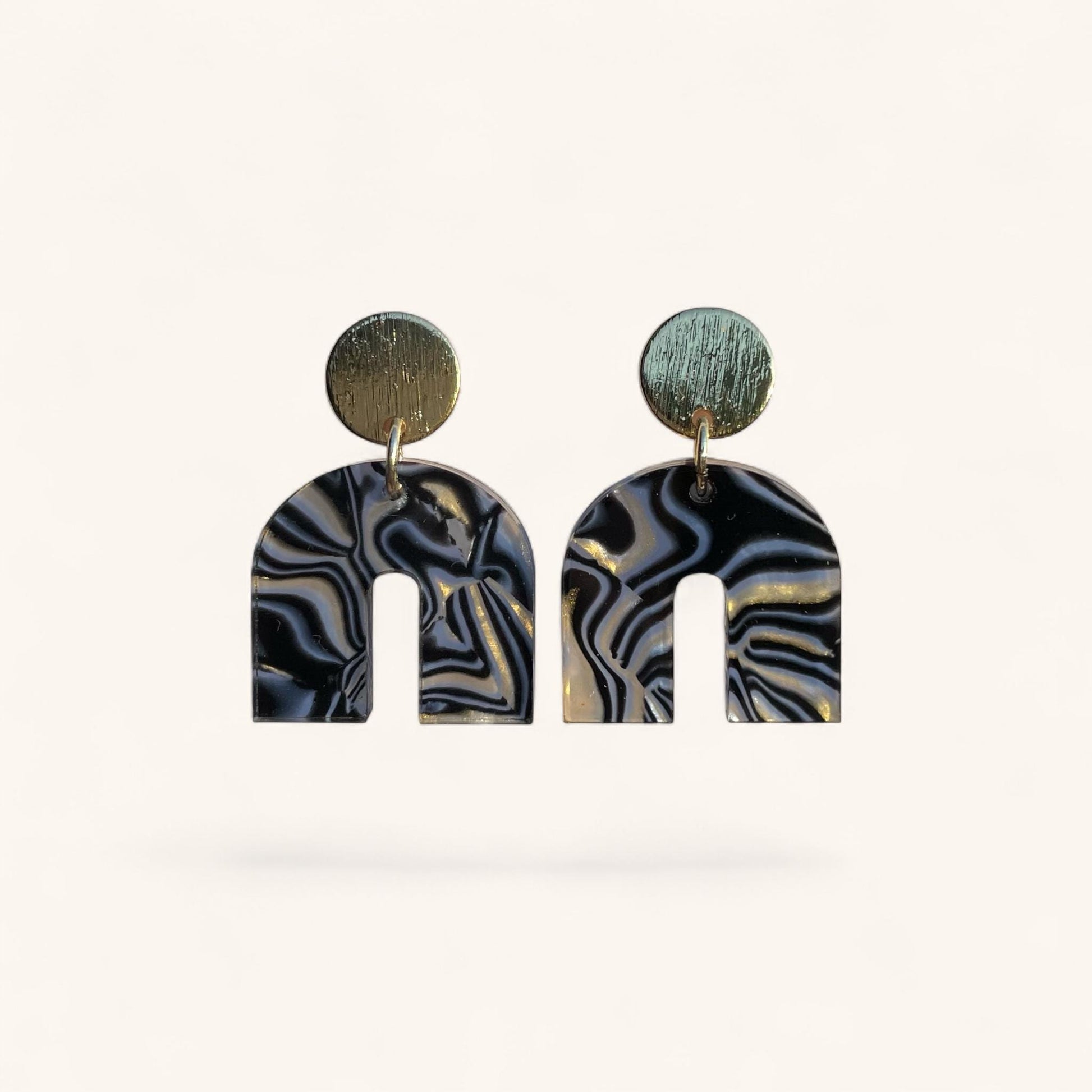Ohrring »Joanne« | allergikerfreundlich | Messing vergoldet | Acetat marmoriert | leichte Statement-Ohrringe | Schmuck | Geschenk