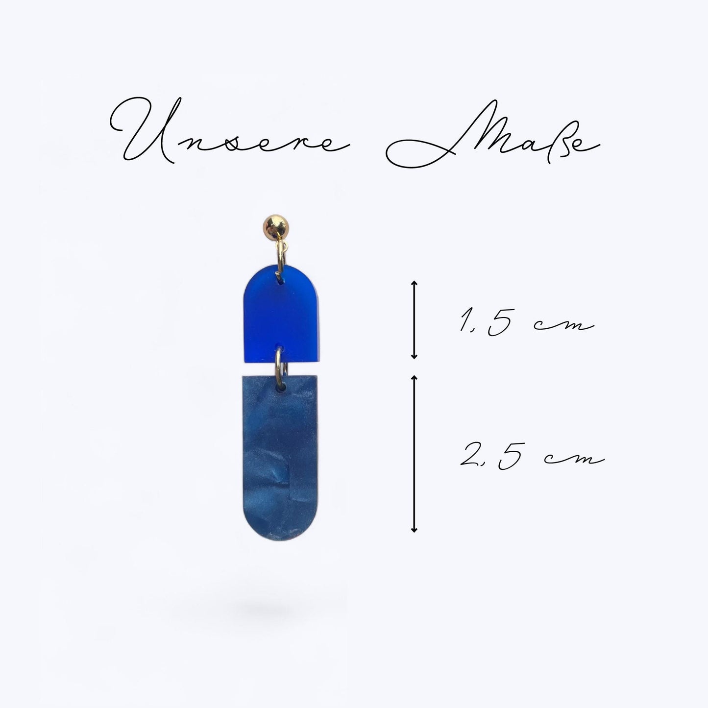 Ohrring »Romy« | allergikerfreundlich | Colorblocking | blaues & Perlmutt Acryl | leichte Statement-Ohrringe | Schmuck | Geschenk