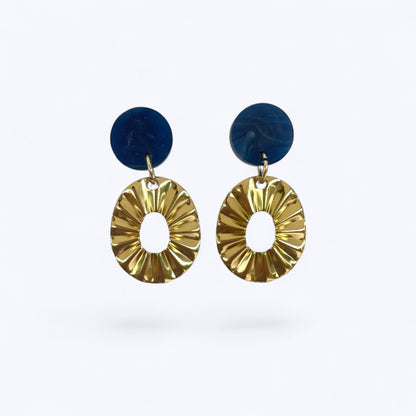Ohrring »Erna« | allergikerfreundlich | Acryl in blauer Perlmuttoptik | Edelstahl 18 K | leichte Statement-Ohrringe | Schmuck | Geschenk