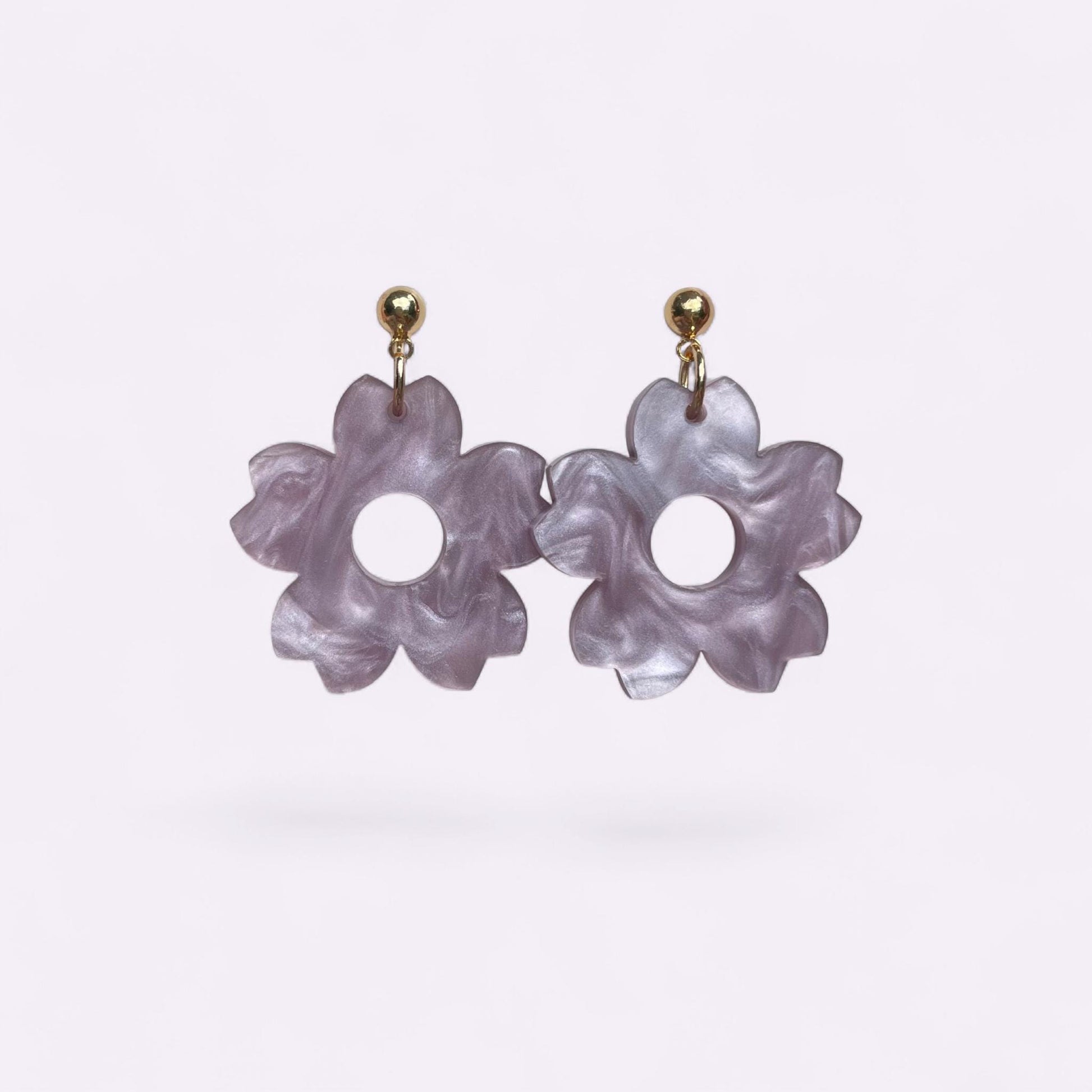 Ohrring »Flora« | allergikerfreundlich | marmoriertes Acryl | lila | leichte Statement-Ohrringe | Schmuck | Geschenk