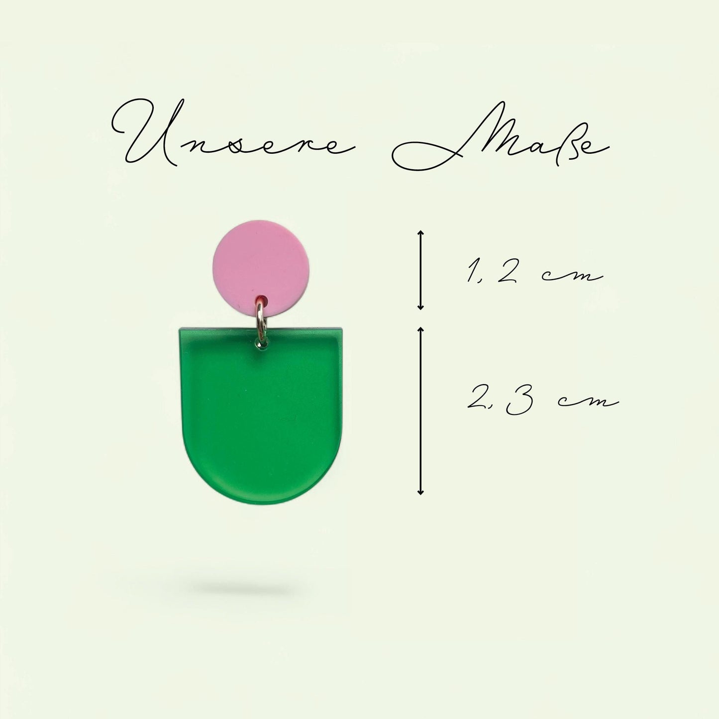 Ohrring »Cora« | allergikerfreundlich | rosa und grün-transparentes Acryl | Color-Blocking | leichte Statement-Ohrringe | Schmuck