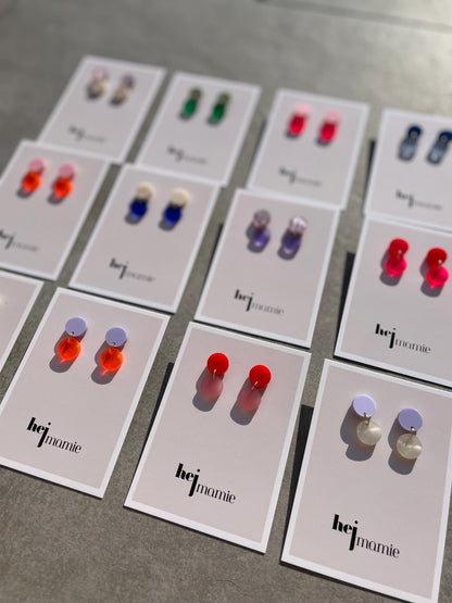 Ohrring »Lotta« | Farbvarianten | allergikerfreundlich | lila und perlmuttfarbenes Acryl | leichte Statement-Ohrringe | Schmuck | Geschenk