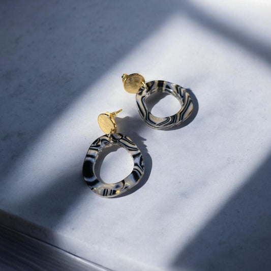 Ohrring »Madita« | allergikerfreundlich | Edelstahl vergoldet | Acetat | leichte Statement-Ohrringe | Schmuck | Geschenk