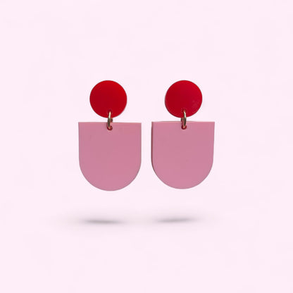 Ohrring »Cora« | allergikerfreundlich | rosa und rotes Acryl | Trendfarbe | blickdicht | leichte Statement-Ohrringe | Schmuck