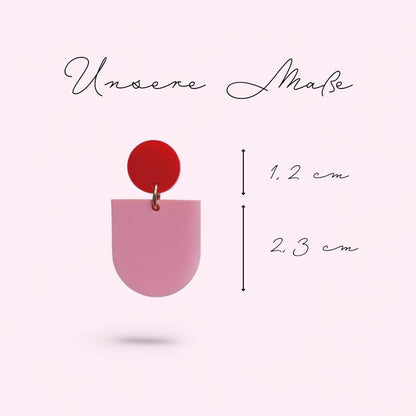 Ohrring »Cora« | allergikerfreundlich | rosa und rotes Acryl | Trendfarbe | blickdicht | leichte Statement-Ohrringe | Schmuck