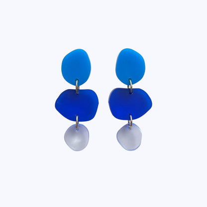 Ohrring »Freja« | allergikerfreundlich | asymmetrisch | 3-teilig | Blau | leichte Statement-Ohrringe | Schmuck | Geschenk