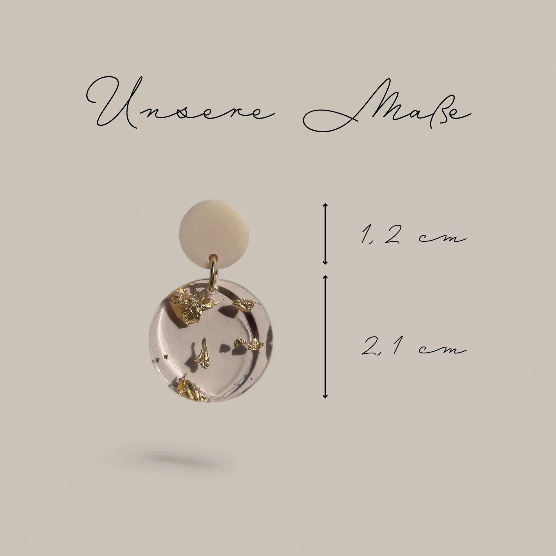 Ohrring »Alexandra« | allergikerfreundlich | beige und transparent mit Blattgold | festlich | leichte Statement-Ohrringe | Schmuck