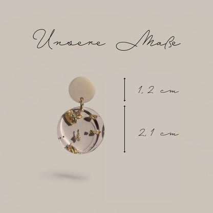 Ohrring »Alexandra« | allergikerfreundlich | beige und transparent mit Blattgold | festlich | leichte Statement-Ohrringe | Schmuck
