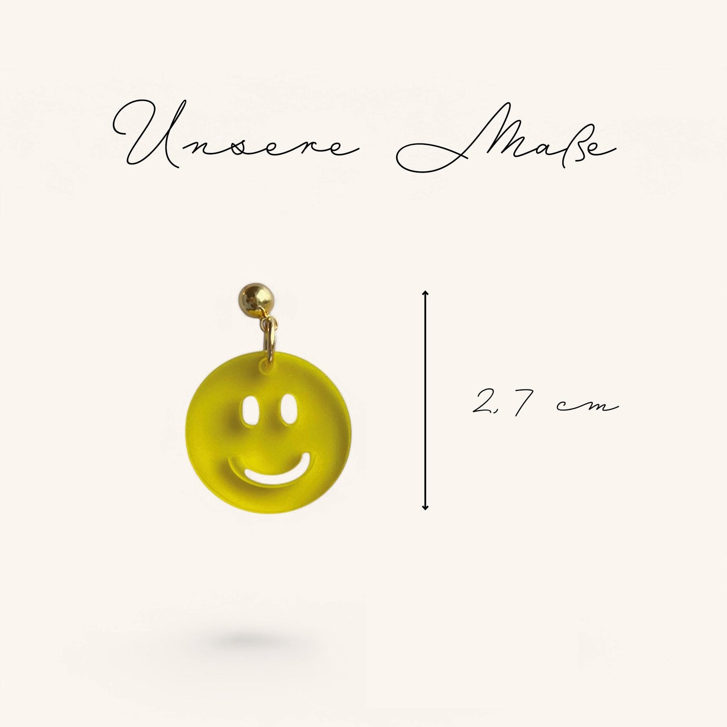 Ohrring »Smiley« | allergikerfreundlich | gelb transparentes Acryl | Edelstahl vergoldet | leichte Statement-Ohrringe | Geschenk