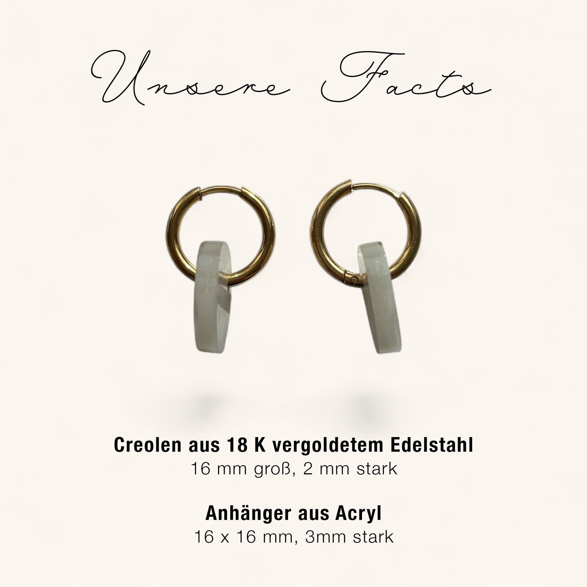 Creolen + Acryl-Anhänger »Bubble Perlmutt« | Creolen Edelstahl 18K vergoldet | Acryl in heller Perlmuttoptik | retro | leichte Ohrringe