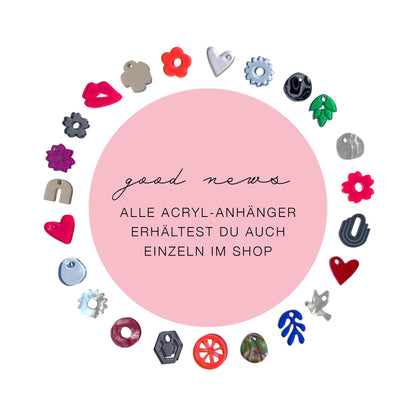 Creolen + Acryl-Anhänger »Herz rosa« | Creolen Edelstahl 18 K vergoldet | Acryl in rosa satiniert | leichte Statement-Ohrringe