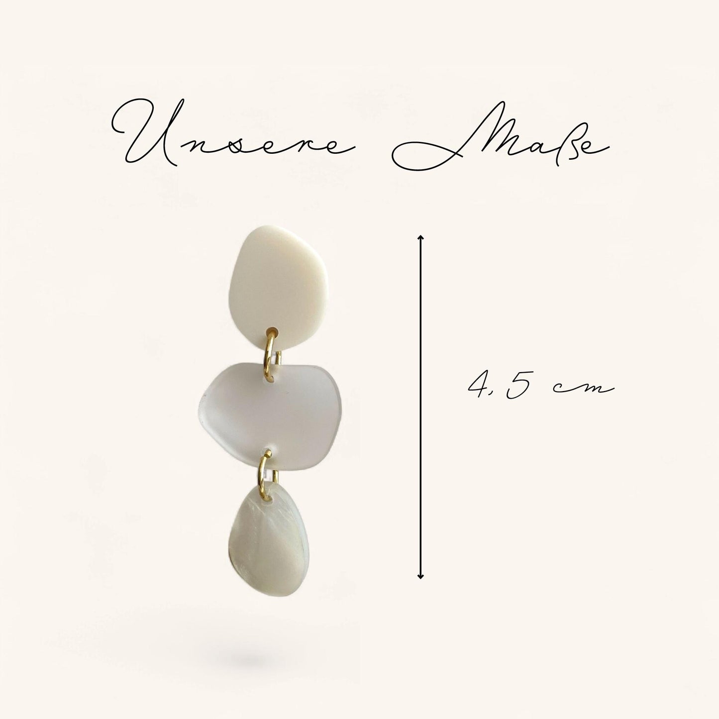 Ohrring »Freja« | allergikerfreundlich | asymmetrisch | 3-teilig | beige, Milchglas, rosa | leichte Statement-Ohrringe | Schmuck | Geschenk