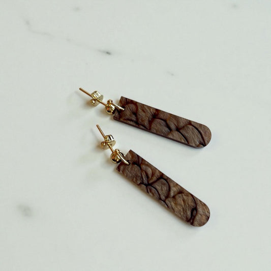 Ohrring »Sophie« | allergikerfreundlich | Edelstahl vergoldet | braun marmoriertes Acryl | leichte Statement-Ohrringe | Schmuck