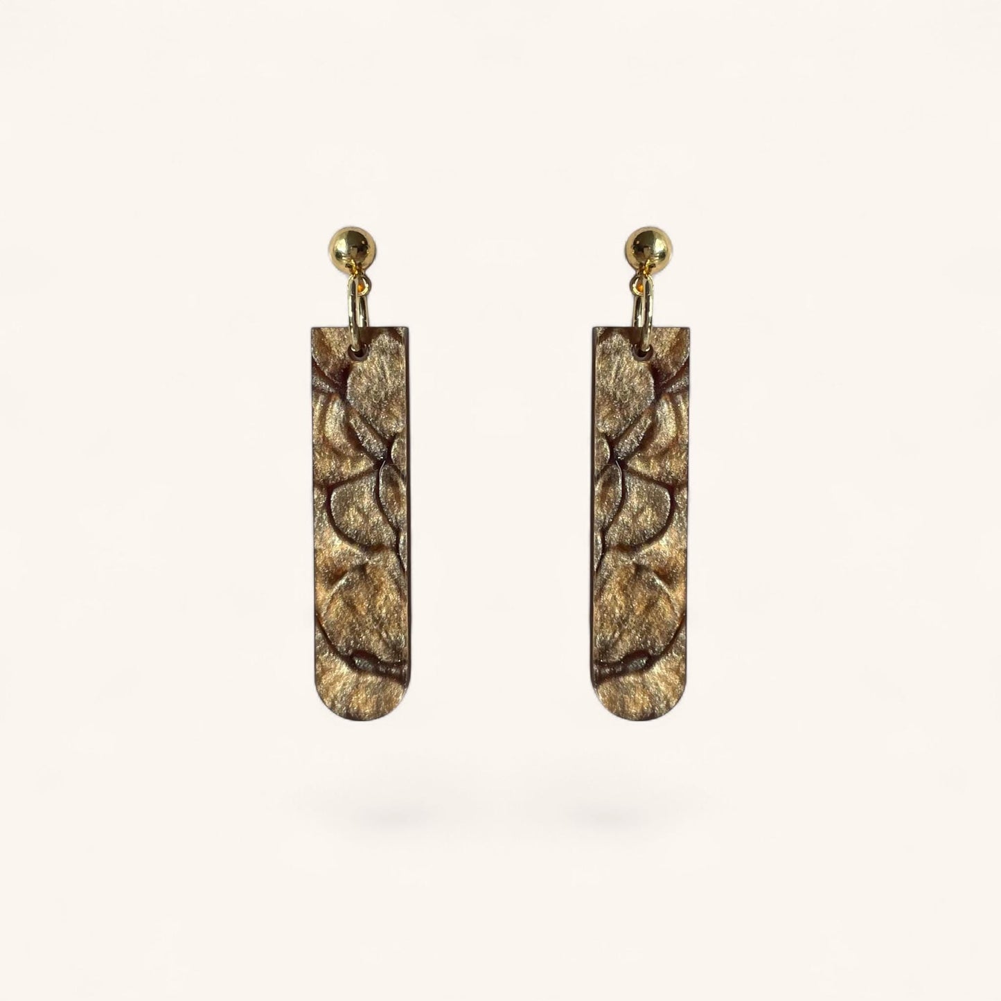 Ohrring »Sophie« | allergikerfreundlich | Edelstahl vergoldet | braun marmoriertes Acryl | leichte Statement-Ohrringe | Schmuck