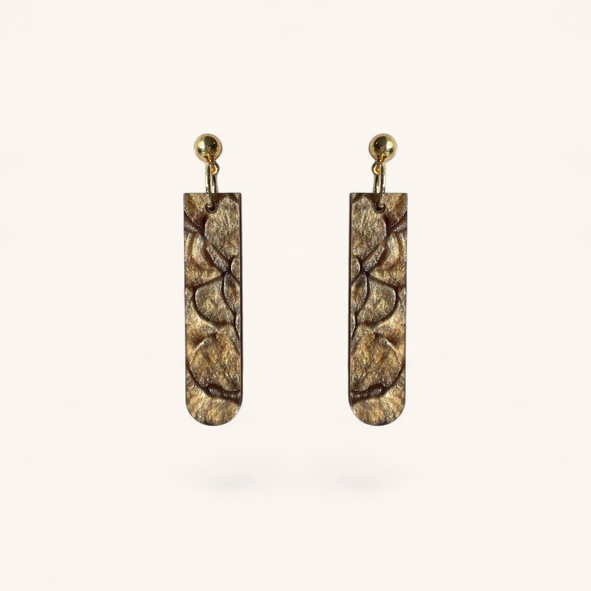 Ohrring »Sophie« | allergikerfreundlich | Edelstahl vergoldet | braun marmoriertes Acryl | leichte Statement-Ohrringe | Schmuck