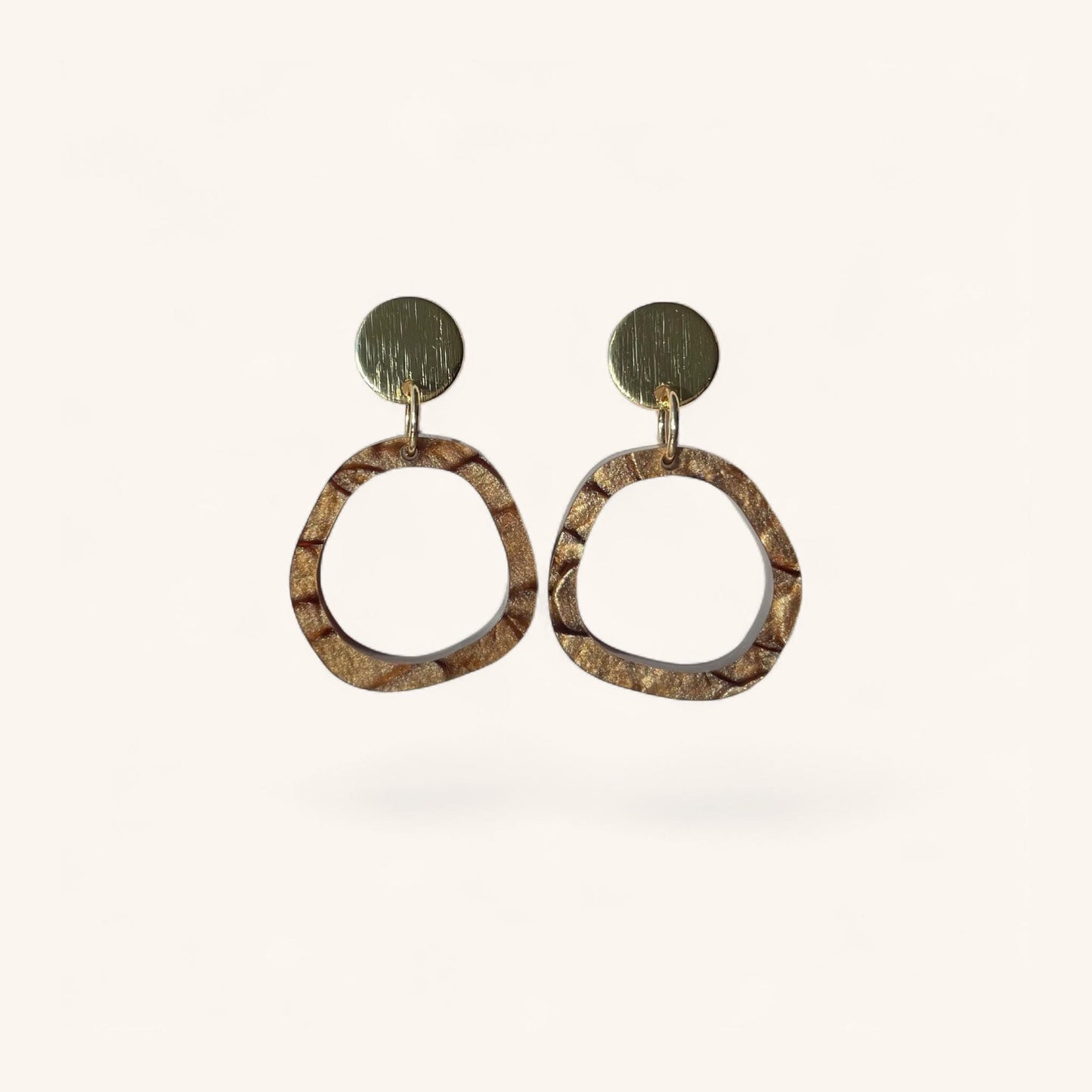 Ohrring »Ida« | allergikerfreundlich | Messing vergoldet | braun marmoriertes Acryl | leichte Statement-Ohrringe | Schmuck | Geschenk