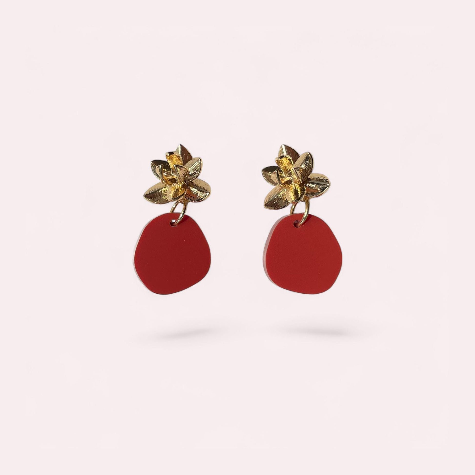 Ohrring »Florentine« | allergikerfreundlich | Edelstahl vergoldet | Terrakotta farbiges Acryl | leichte Statement-Ohrringe | Schmuck