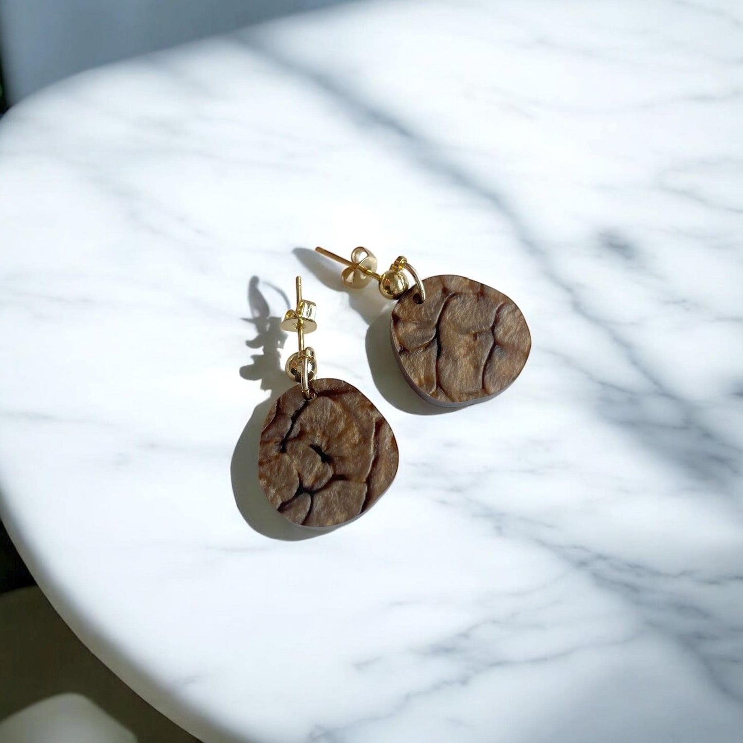 Ohrring »Astrid« | allergikerfreundlich | Acryl | braun marmoriert | leichte Statement-Ohrringe | Schmuck | Geschenk