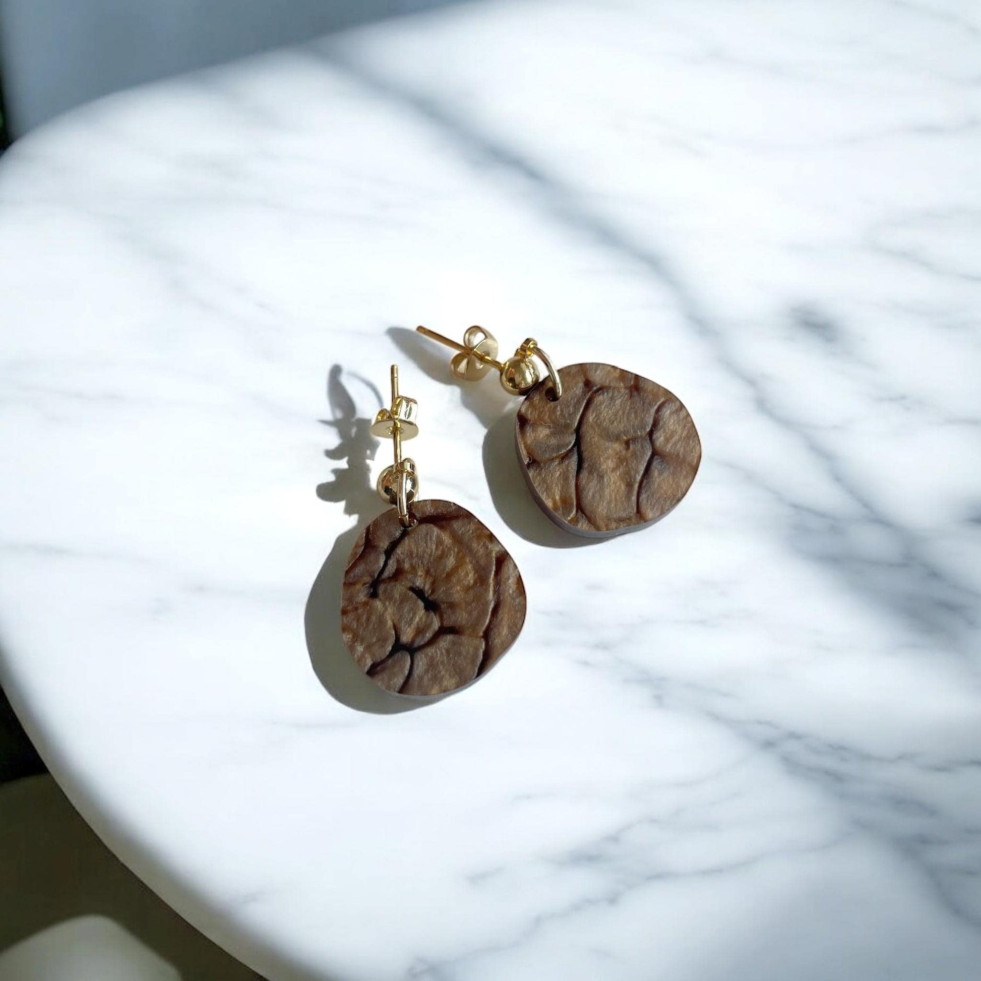 Ohrring »Astrid« | allergikerfreundlich | Acryl | braun marmoriert | leichte Statement-Ohrringe | Schmuck | Geschenk