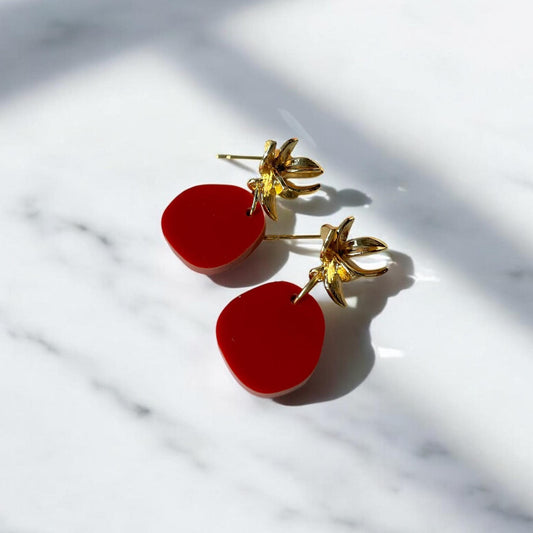 Ohrring »Florentine« | allergikerfreundlich | Edelstahl vergoldet | Terrakotta farbiges Acryl | leichte Statement-Ohrringe | Schmuck