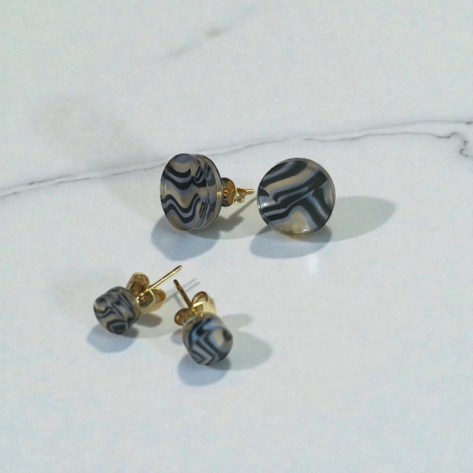 Ohrring-Stecker »Joanne« | allergikerfreundlich | Acetat gold blau schwarz | leicht