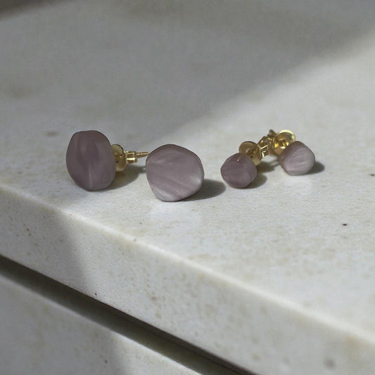 Ohrring-Stecker »Ida« | allergikerfreundlich | Acryl Perlmutt lila | leicht | asymmetrisch
