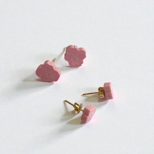 Ohrring-Stecker »Rosa« | allergikerfreundlich | Blume | rosa matt graviertes Acryl | leicht