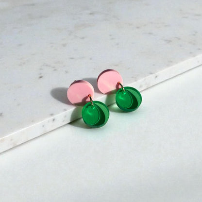 Ohrring »Lotta« | Farbvarianten | allergikerfreundlich | Acryl in rosa matt und grün transparent | leichte Statement-Ohrringe | Schmuck