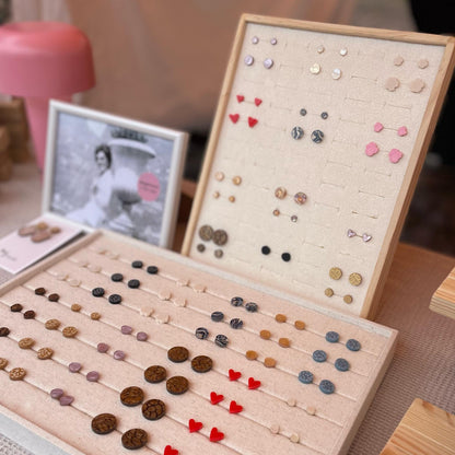 Ohrring-Stecker »Ida« | allergikerfreundlich | Acryl Perlmutt gold | leicht | asymmetrisch